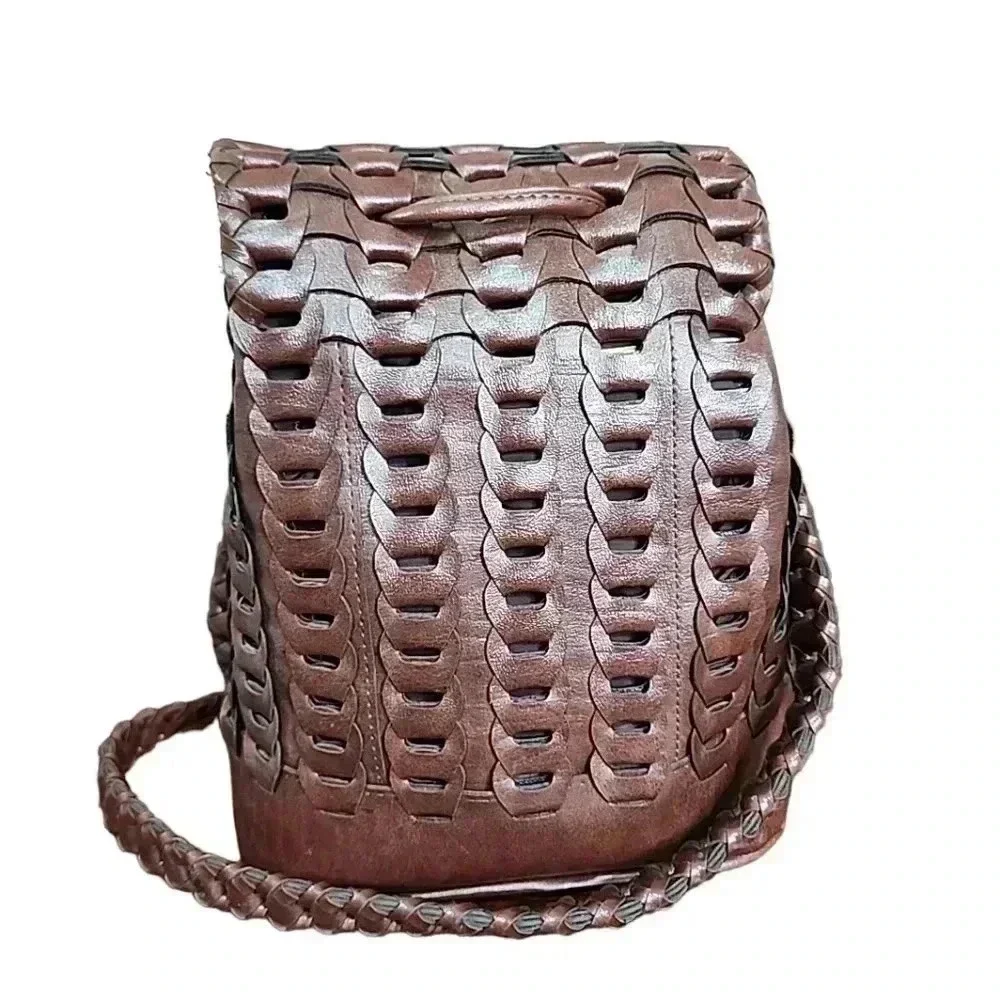 Vintage Faux Leather Chain Woven Boho Hippie Crossbody Bag – Beautiful Purse